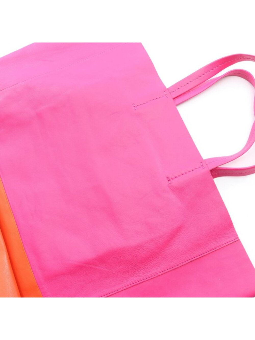 Celine Tote Horizontal Cabas Fuchsia Pink Orange Leather - Picture 7 of 8